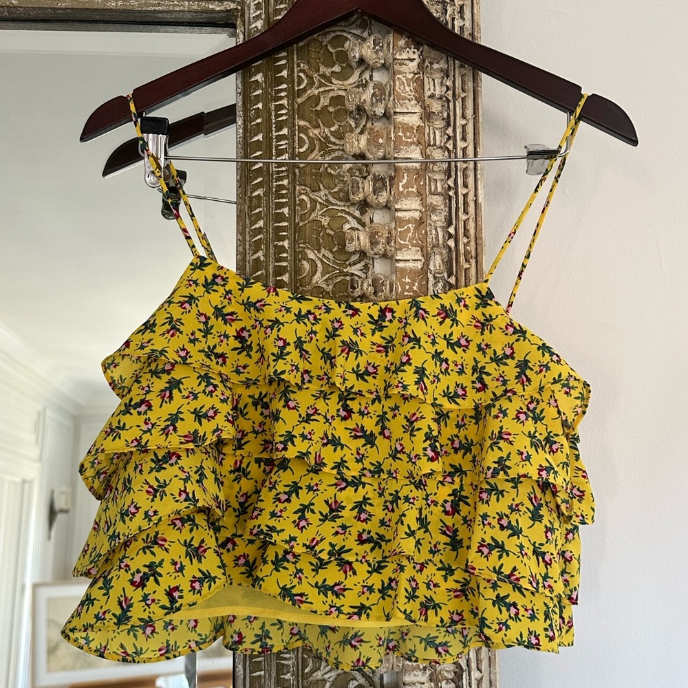 Floral Yellow Crop Top